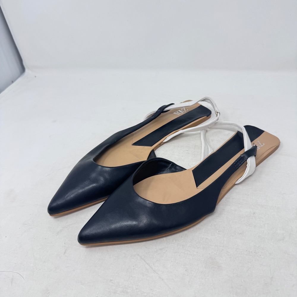 Zara Slingback Flats Black 41 Pointed Toe Minimalist Chic Workwear Shoes